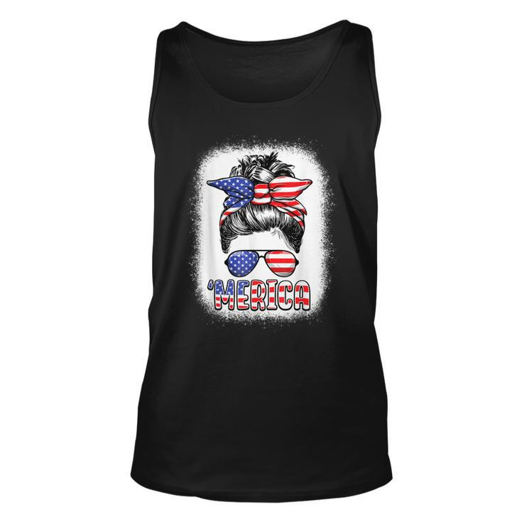 Merica Messy Bun Women Girls American Flag Usa 4Th Of July  Unisex Tank Top