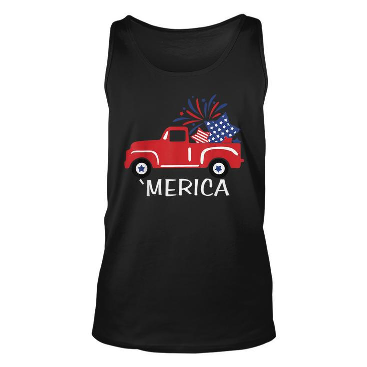 Merica Truck 4Th Of July Boys Girls Men Women Usa Flag  Unisex Tank Top