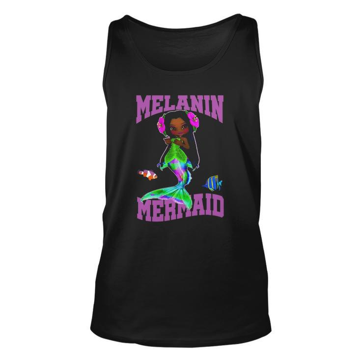 Mermaid Melanin Poppin African American Girl Unisex Tank Top