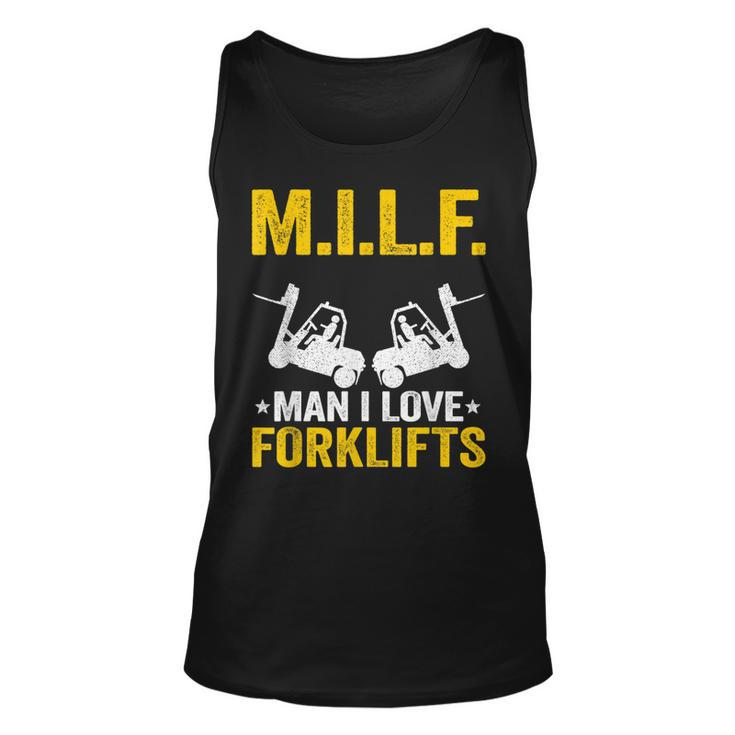 MILF Man I Love Forklifts Jokes Funny Forklift Driver  Unisex Tank Top