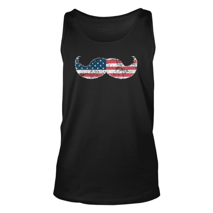 Mustache Silhouette American Flag Funny Usa July 4Th Unisex Tank Top