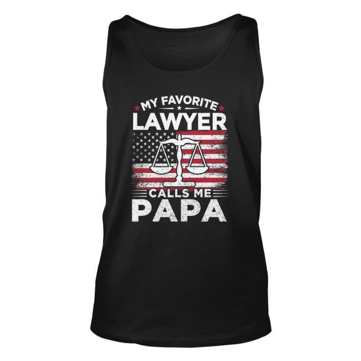 My Favorite Lawyer Calls Me Papa American Flag Papa Gift Unisex Tank Top