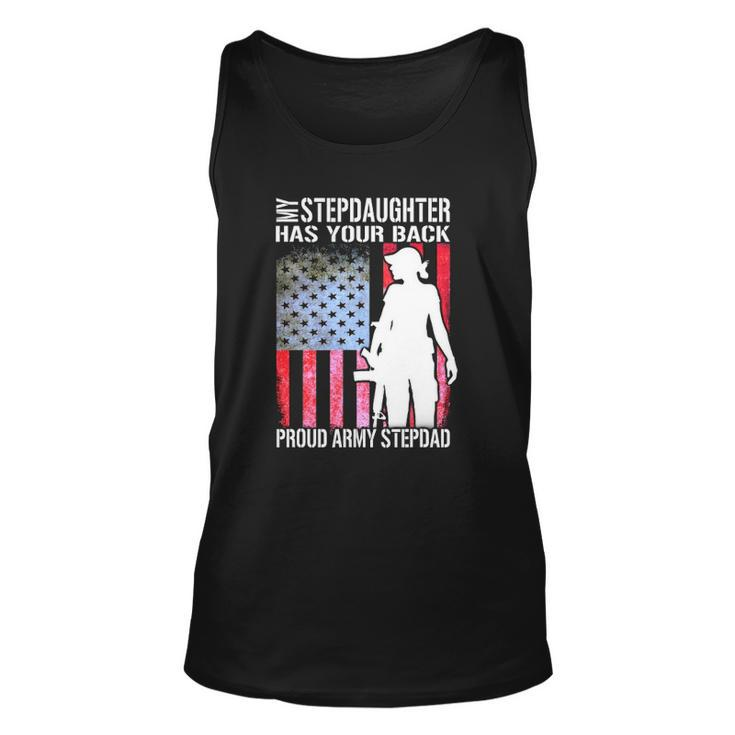 My Stepdaughter Has Your Back Proud Army Stepdad  Gift Unisex Tank Top
