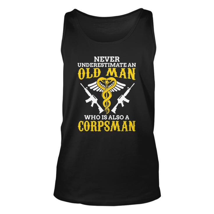 Never Underestimate An Old Man Corpsman Unisex Tank Top