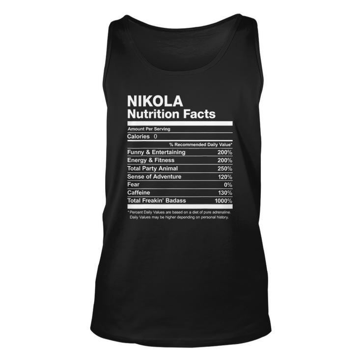 Nikola Nutrition Facts Name Family Funny Unisex Tank Top