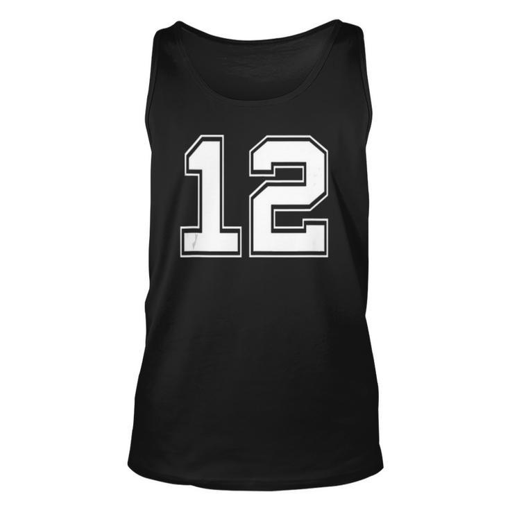 Number 12  Baseball Football Soccer Fathers Day Gift  Unisex Tank Top