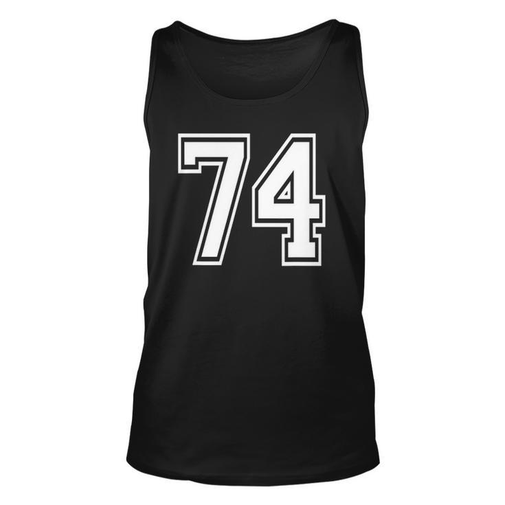 Number 74 Birthday 74Th Sports Player Team Numbered Jersey Unisex Tank Top
