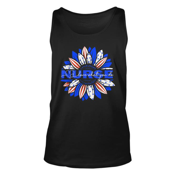 Nurses American Flag Sunflowers Happy 4Th Of July Day  Unisex Tank Top