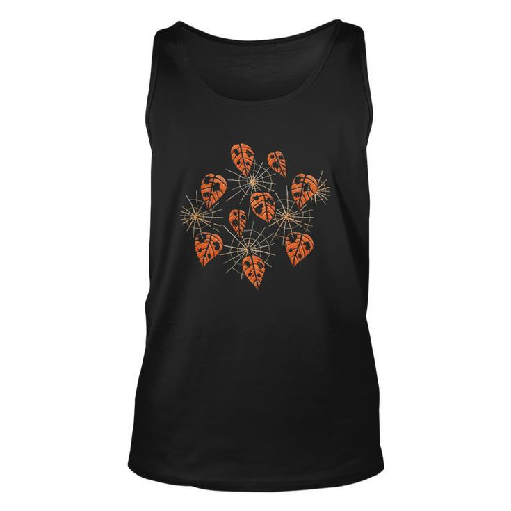 Orange Leaves With Holes And Spiderwebs Classic Unisex Tank Top