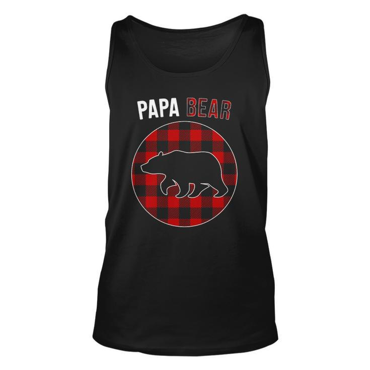 Papa Bear Red Plaid Matching Family Christmas Pajamas Unisex Tank Top