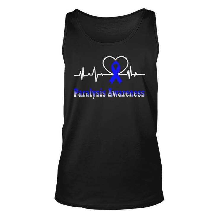 Paralysis Awareness Awareness Heartbeat  Blue Ribbon  Paralysis  Paralysis Awareness Unisex Tank Top