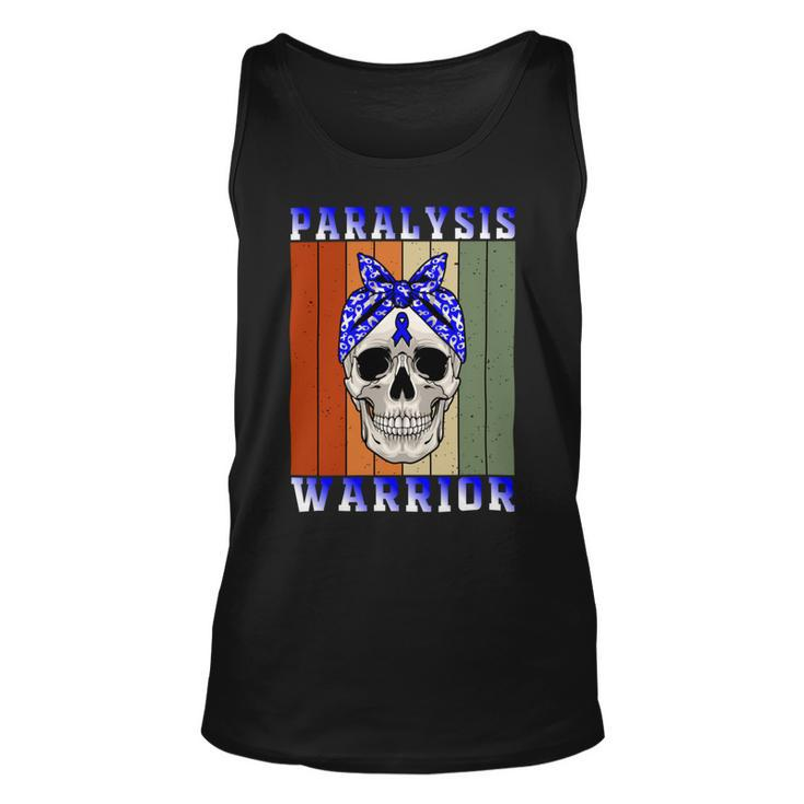 Paralysis Warrior  Skull Women Vintage  Blue Ribbon  Paralysis  Paralysis Awareness Unisex Tank Top