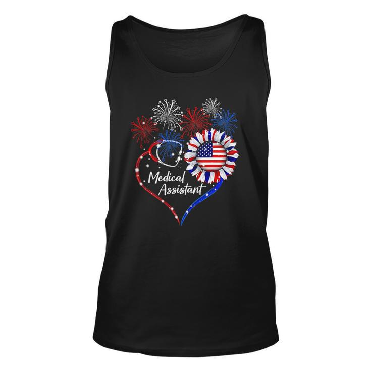 Patriotic Medical Assistant Sunflower 4Th Of July Usa Flag Unisex Tank Top