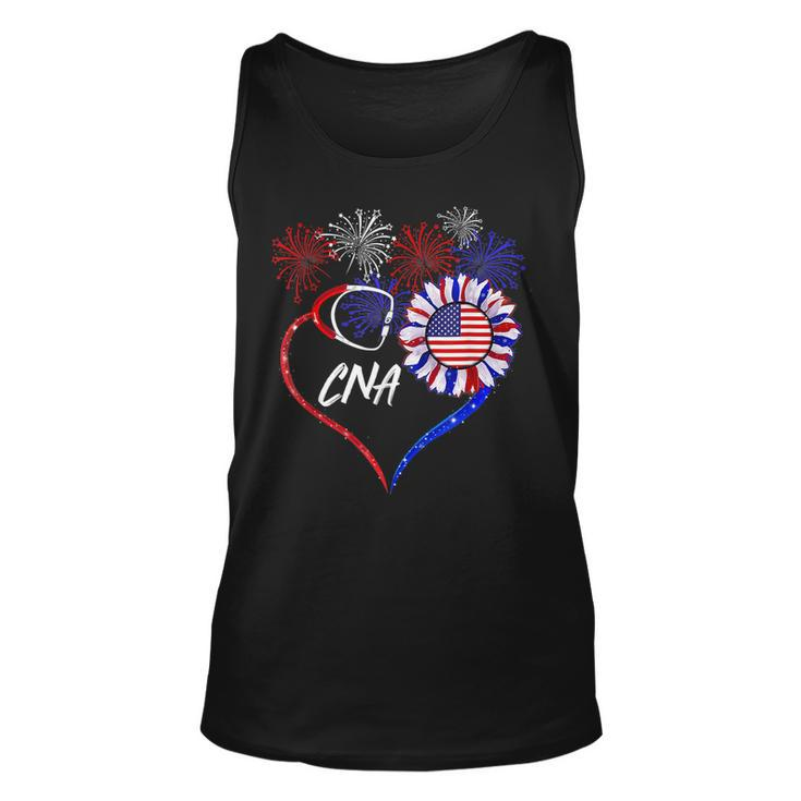 Patriotic Nurse Cna 4Th Of July American Flag Sunflower Love  V2 Unisex Tank Top