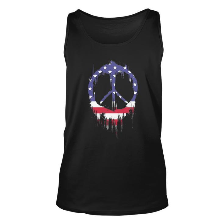 Patriotic Peace Sign American Flag 4Th Of July Retro Hippie Unisex Tank Top