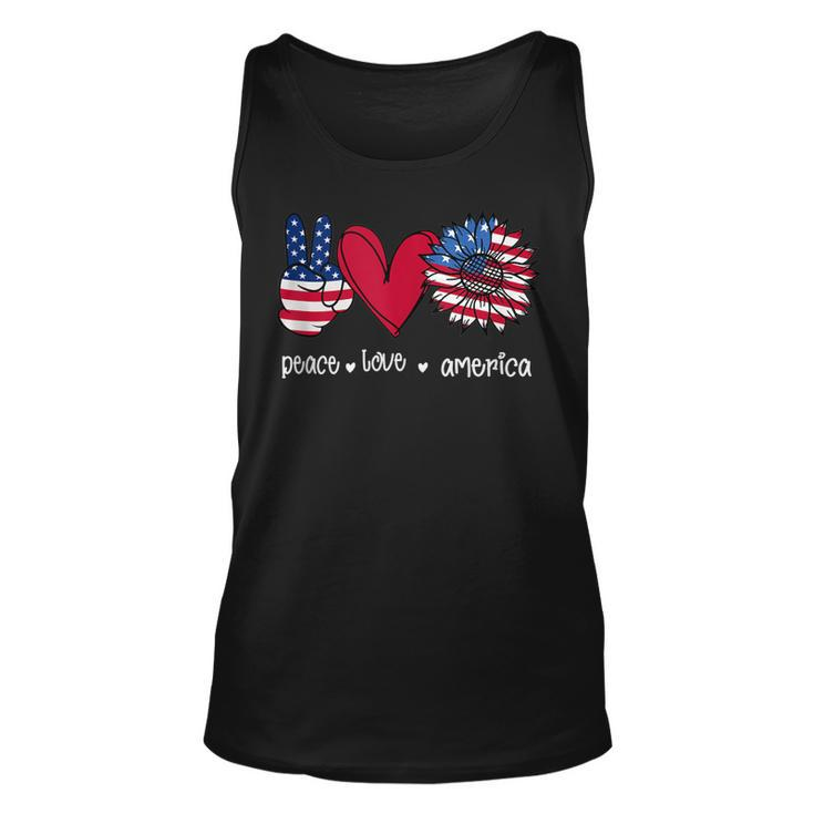 Peace Love America 4Th July Patriotic Sunflower Heart Sign  V2 Unisex Tank Top