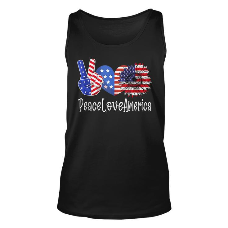 Peace Love America 4Th July Patriotic Sunflower Heart Sign  V4 Unisex Tank Top