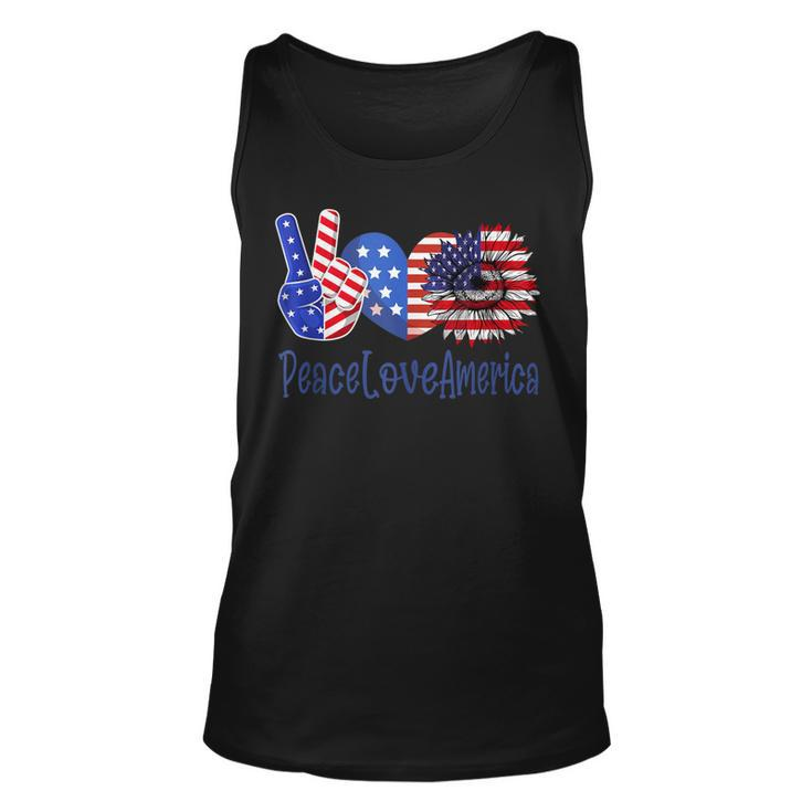 Peace Love America 4Th July Patriotic Sunflower Heart Sign  V6 Unisex Tank Top