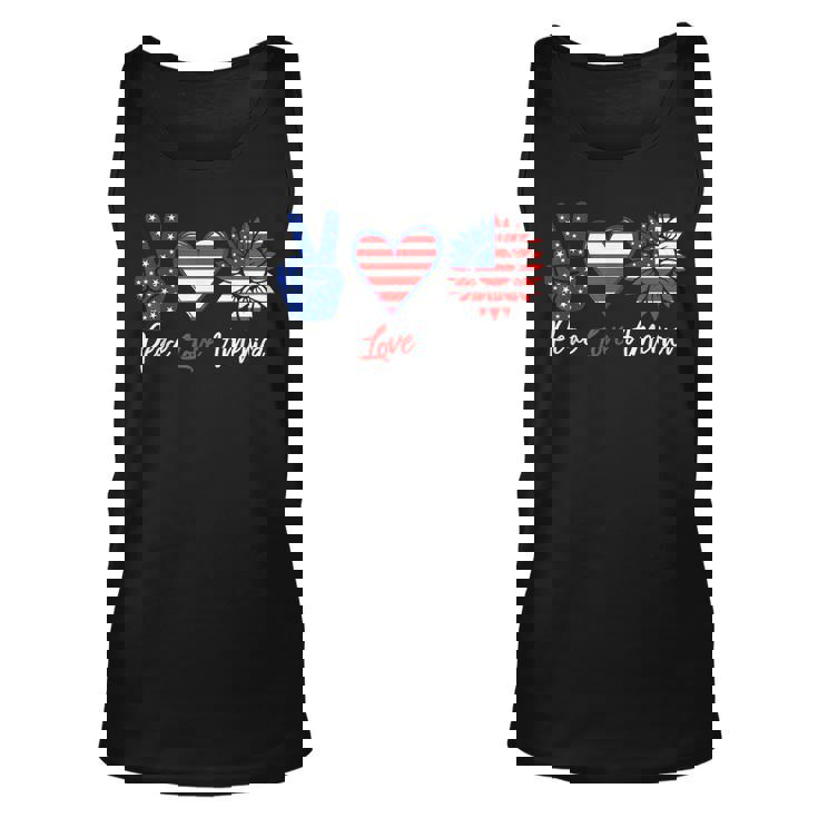 Peace Love America Funny 4Th Of July Sunflower  Unisex Tank Top