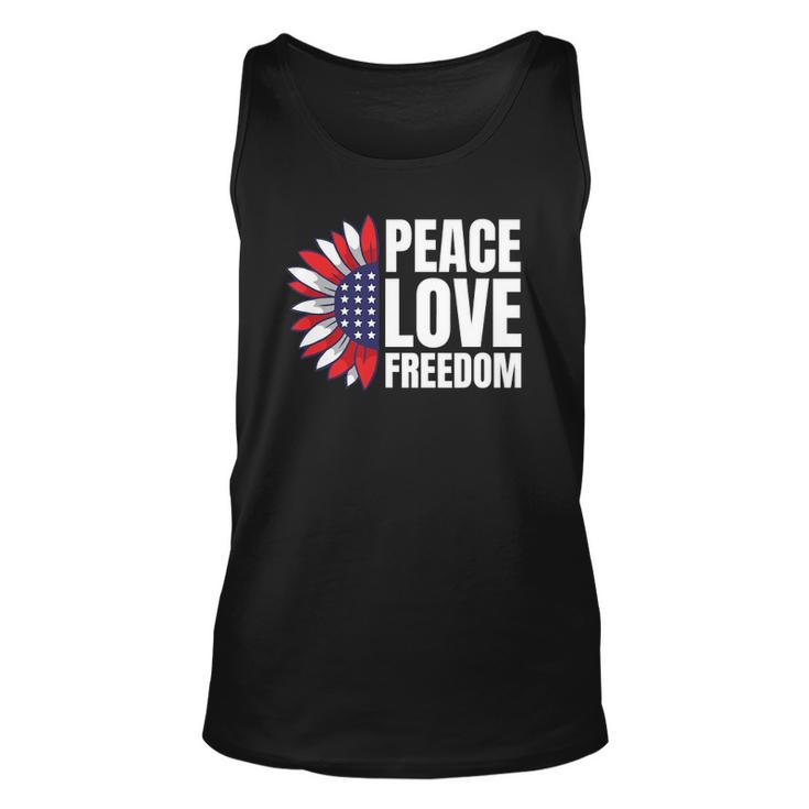Peace Love Freedom America Usa Flag Sunflower Unisex Tank Top