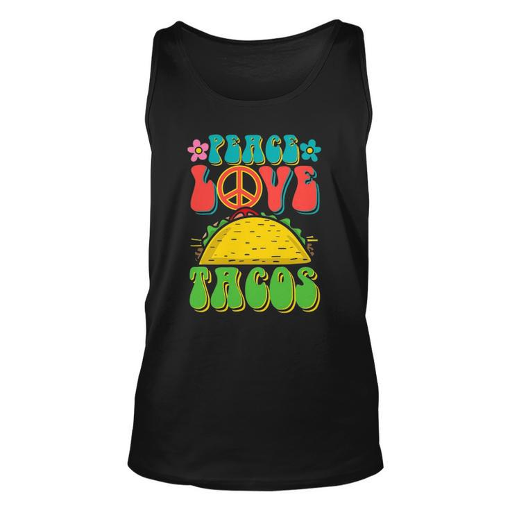 Peace Love Tacos Groovy Gift For Retro Hippie Unisex Tank Top