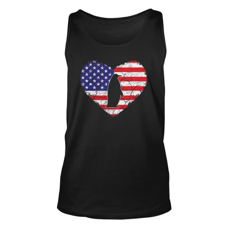 Penguin Vintage American Flag Heart 4Th Of July Animal Lover Classic Tank Top