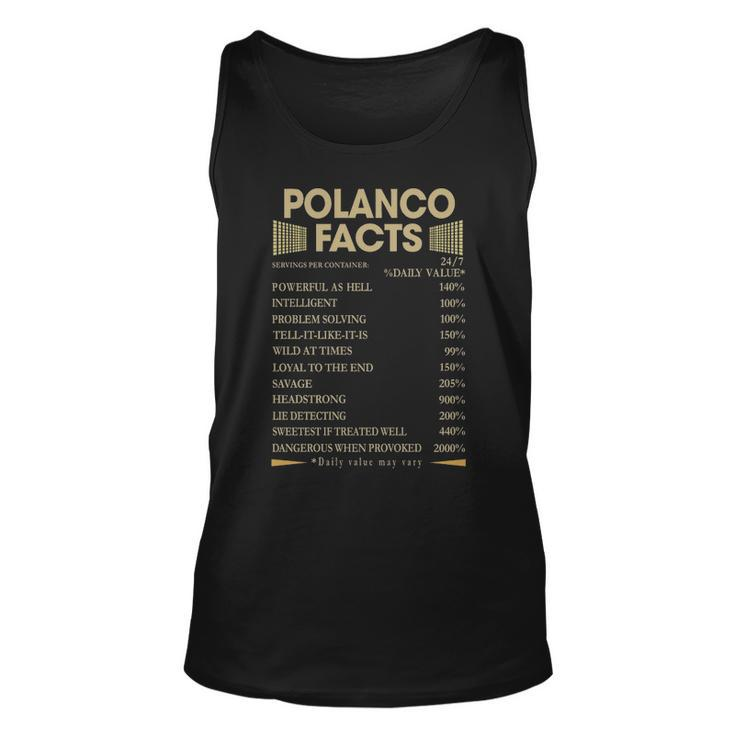 Polanco Name Gift   Polanco Facts Unisex Tank Top