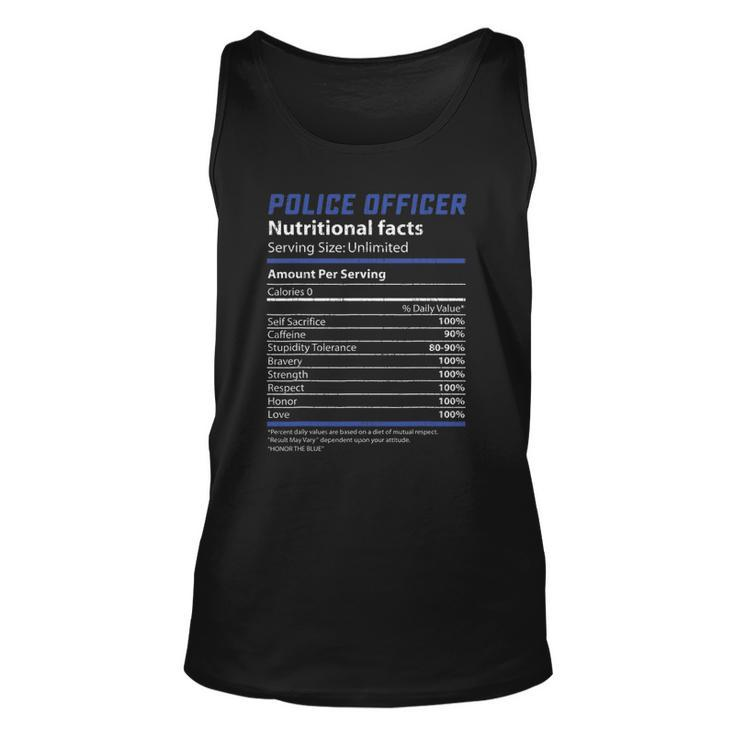 Police Officer Nutrition Facts Funny Cop Deputy Gift Unisex Tank Top