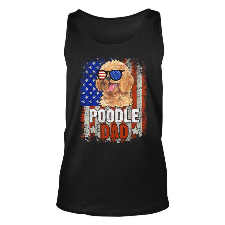 Poodle Dad 4Th Of July American Flag Glasses Dog Men Boy  Unisex Tank Top