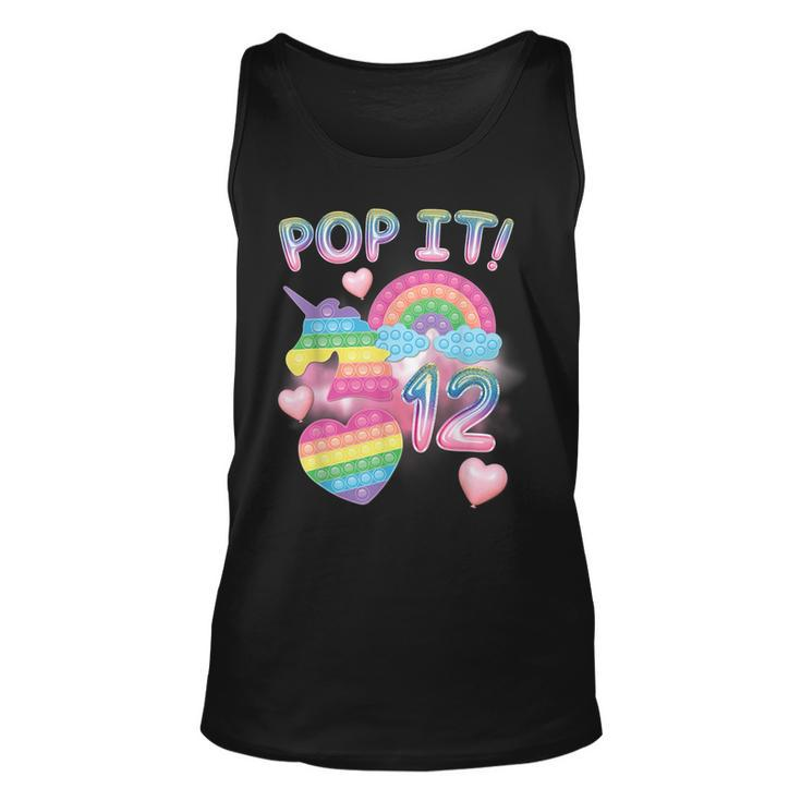Pop It 12Th Birthday Girl 12 Year Old Unicorn Rainbow Fidget  Unisex Tank Top