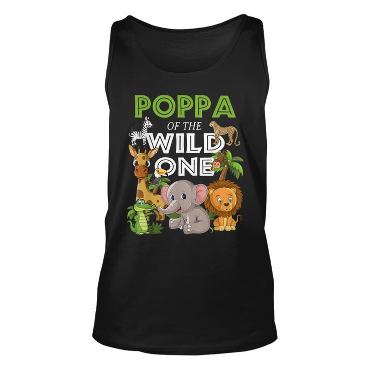 Poppa Of The Wild One Zoo Birthday Safari Jungle Animal  Unisex Tank Top