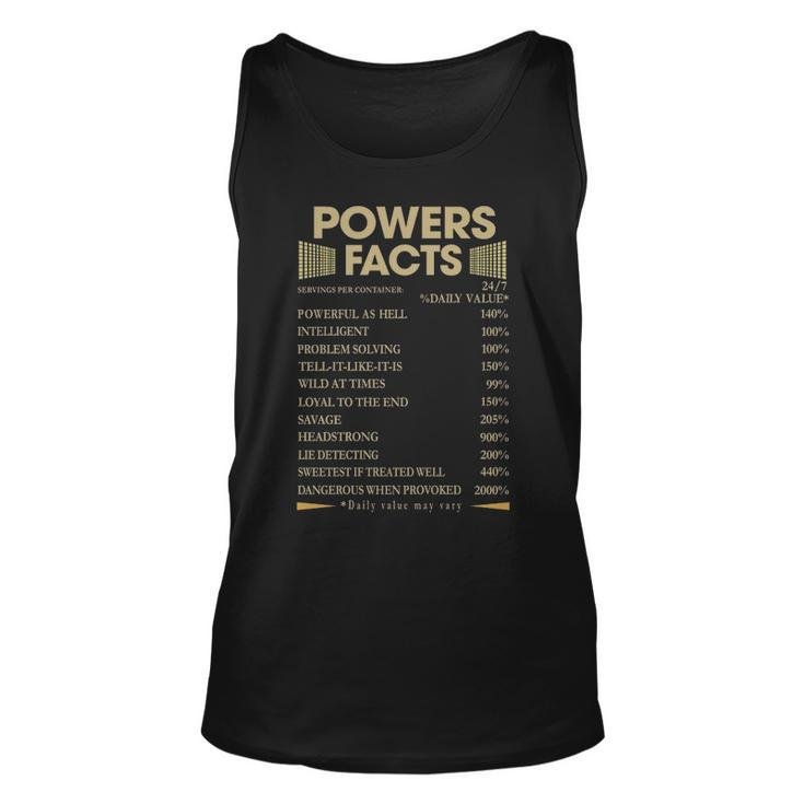 Powers Name Gift   Powers Facts Unisex Tank Top
