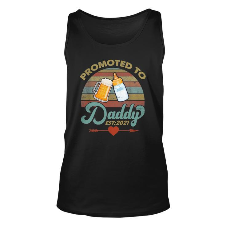 Promoted To Daddy Est 2021 Beer Dad Bottle Baby Shower Unisex Tank Top