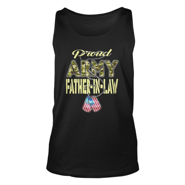 Proud Army Father-In-Law Us Flag Dog Tag Military Dad-In-Law Tank Top