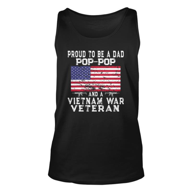Mens Proud Dad Pop-Pop Vietnam War Veteran Retro Us Flag Grandpa Tank Top