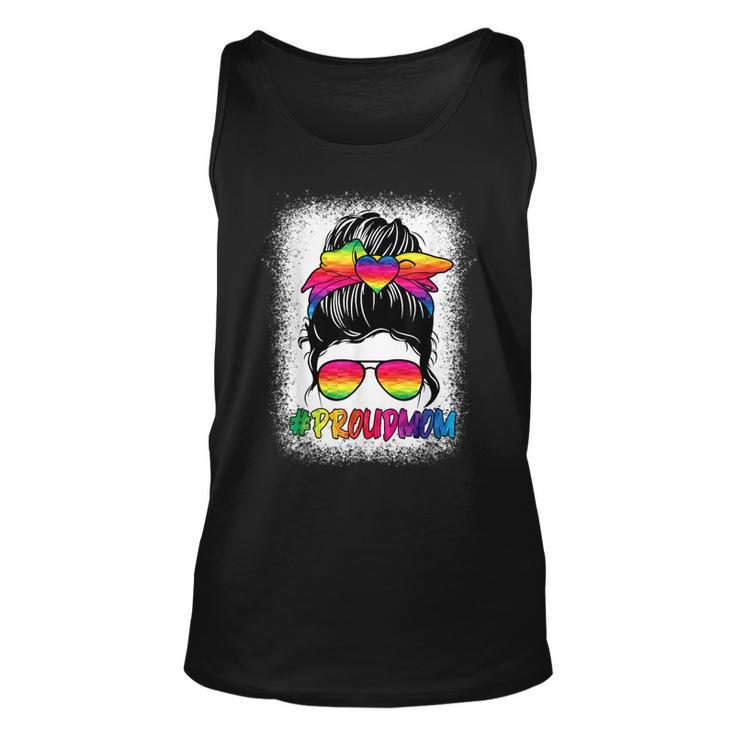 Proud Mom Messy Bun Rainbow Lgbt Mom Lgbt Gay Pride Lgbtq V3 Unisex Tank Top