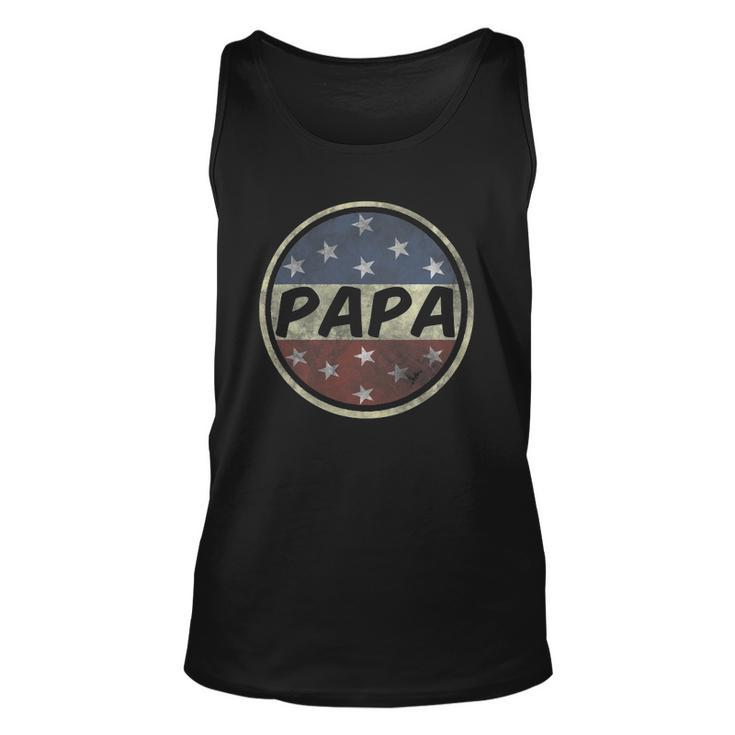 Proud Papa Fathers Day American Flag Button 4Th Of July Unisex Tank Top