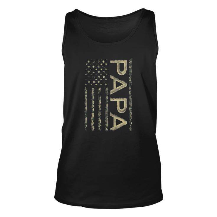 Proud Papa Fathers Day Camouflage American Flag 4Th Of July Unisex Tank Top