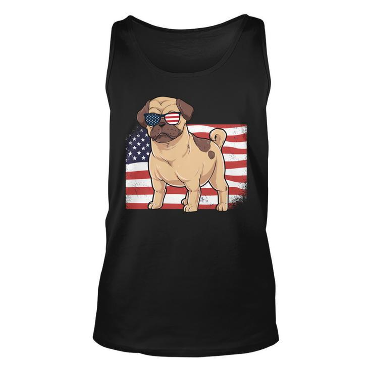 Pug Dad & Mom American Flag 4Th Of July Usa Funny Pug Lover   Unisex Tank Top