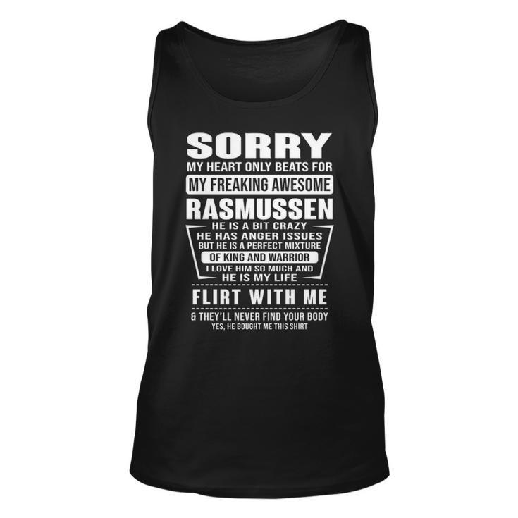 Rasmussen Name Gift   Sorry My Heart Only Beats For Rasmussen Unisex Tank Top
