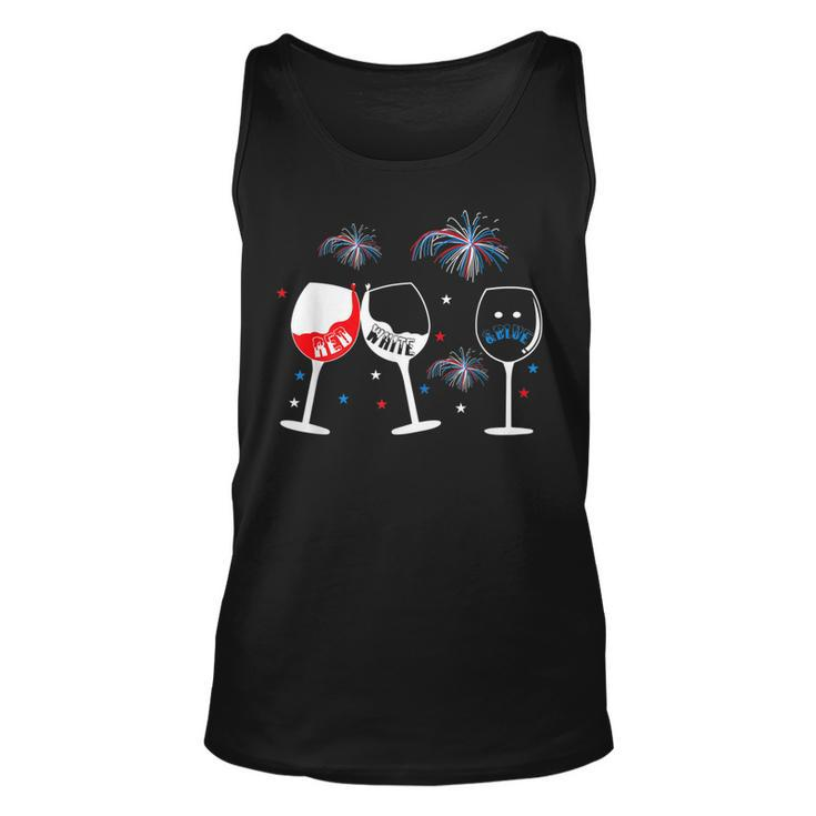 Red White And Blue Funny Wine Glass  For 4Th Of July  Unisex Tank Top