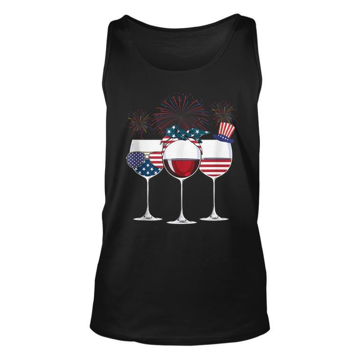 Red White And Blue Wine Glass 4Th Of July  Unisex Tank Top