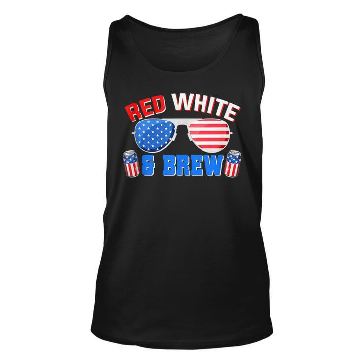 Red White And Brew 4Th Of July Funny Drinking Sunglasses  Unisex Tank Top