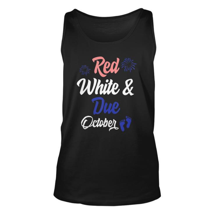 Red White Due October 4Th Of July Pregnancy Announcement Unisex Tank Top