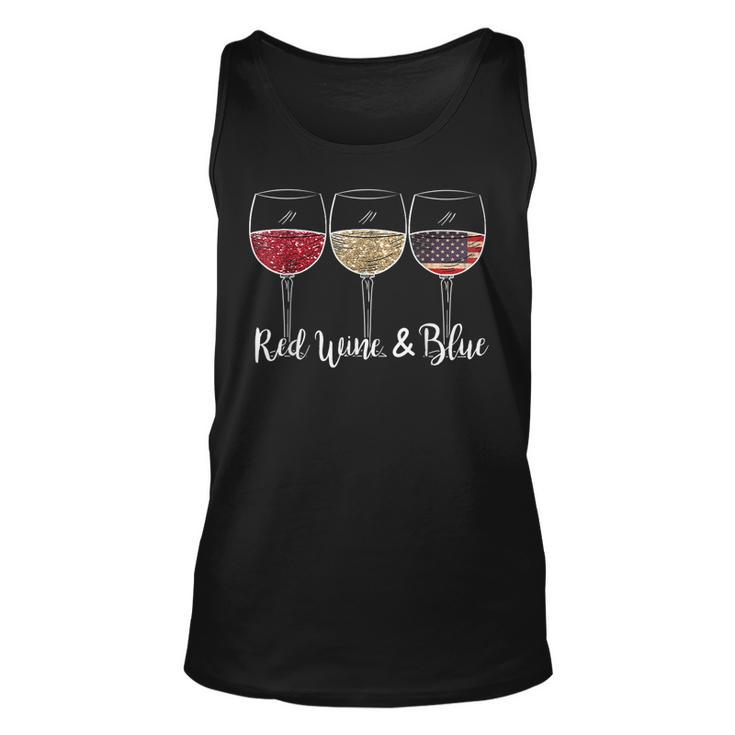 Red Wine & Blue 4Th Of July Wine Red White Blue Wine Glasses  Unisex Tank Top