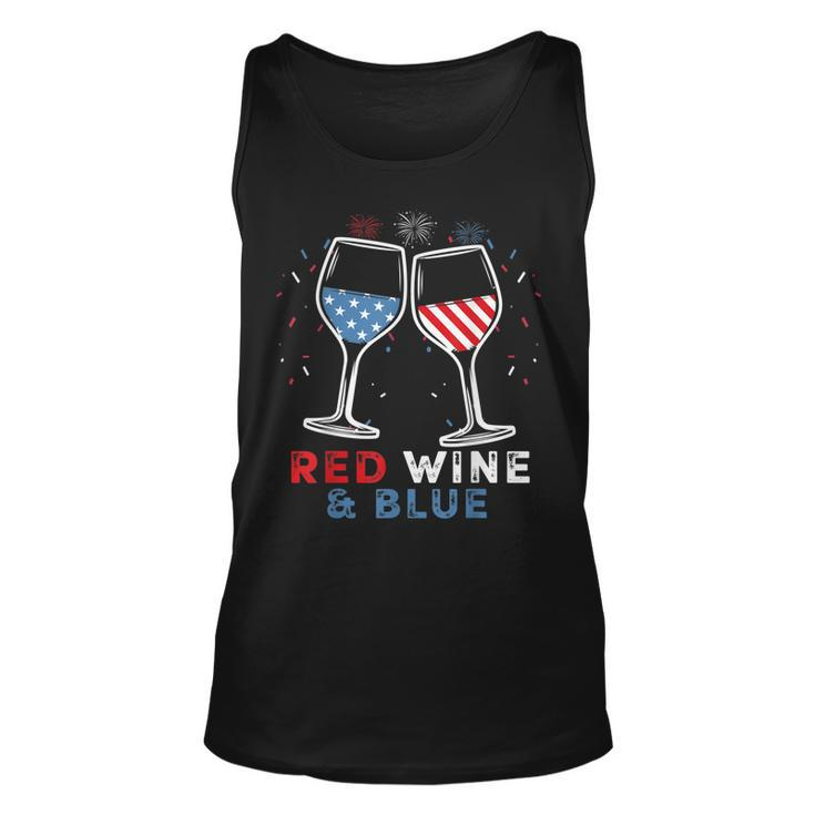 Red Wine And Blue Funny 4Th Of July Wine Lover Patriotic  Unisex Tank Top