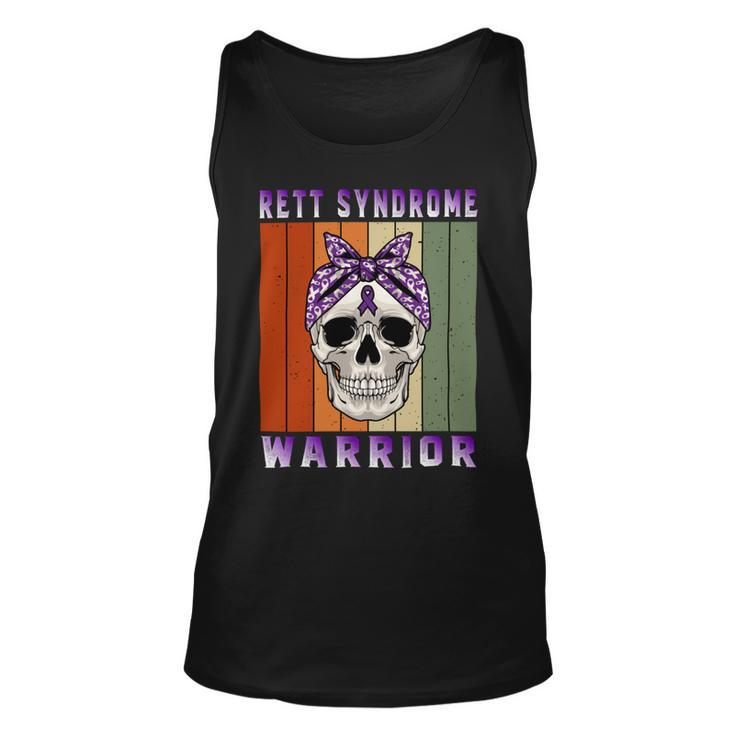 Rett Syndrome Warrior Skull Women Vintage Purple Ribbon Rett Syndrome Rett Syndrome Awareness Unisex Tank Top