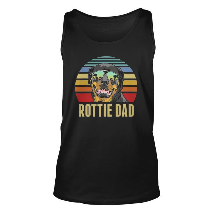 Rottie Dad Rottweiler Dog Vintage Retro Sunset Beach Vibe Unisex Tank Top