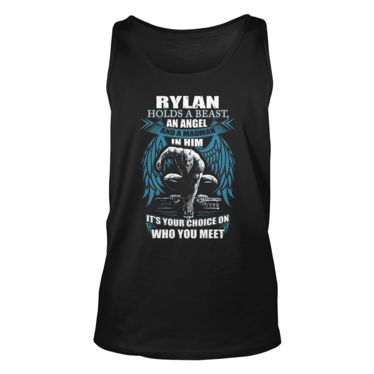 Rylan Name Gift   Rylan And A Mad Man In Him Unisex Tank Top