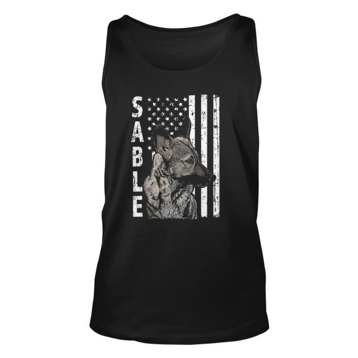 Sable German Shepherd Dog American Flag Patriotic  Unisex Tank Top